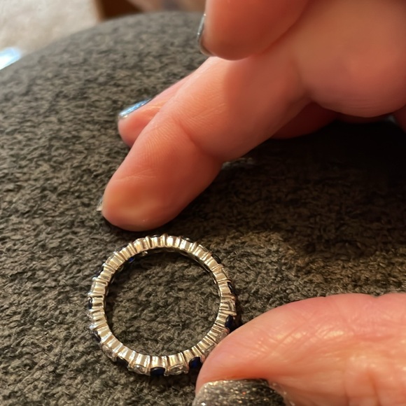 Sapphire and clear eternity ring Size 10 - Picture 3 of 8